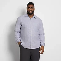 Van Heusen Originals Mens Long Sleeve Slim Fit Stretch Fabric Wrinkle Free Big and Tall Button-Down Shirt