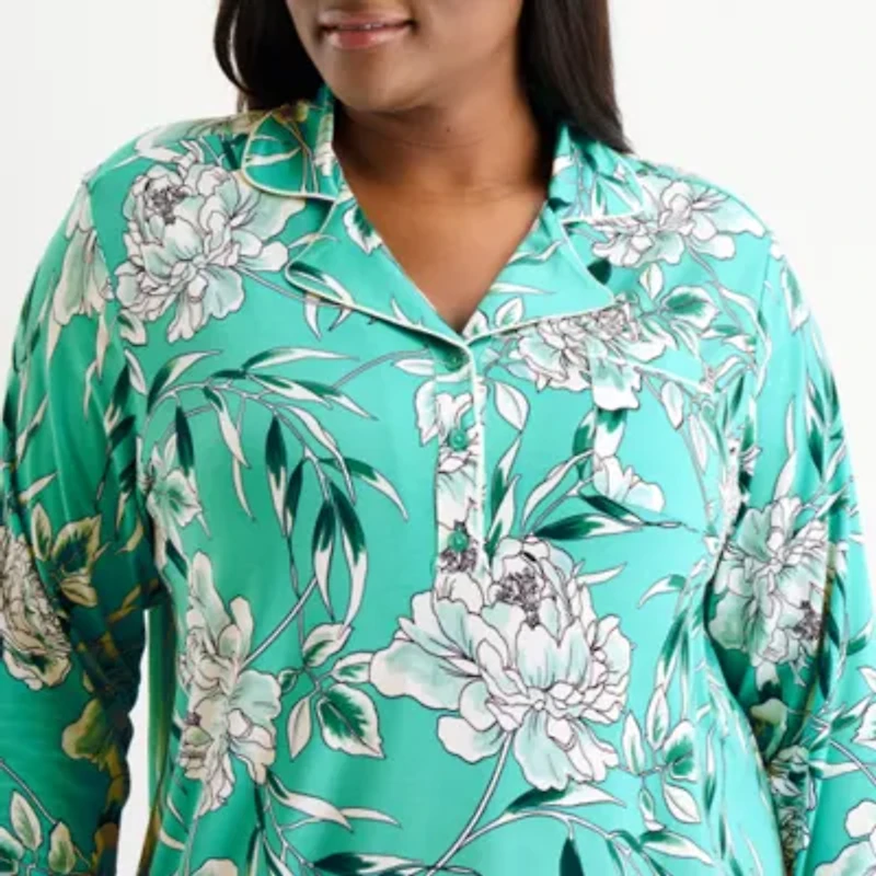 Liz Claiborne Womens Long Sleeve Plus Nightshirt