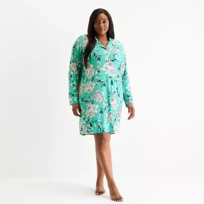 Liz Claiborne Womens Long Sleeve Plus Nightshirt