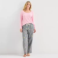 Sleep Chic Womens Rib Round Neck Long Sleeve Pajama Top