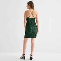 Emerald Sundae Womens Juniors Sleeveless Sequin Bodycon Dress