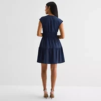 Be by CHETTA B Womens Short Sleeve Fit + Flare Dress
