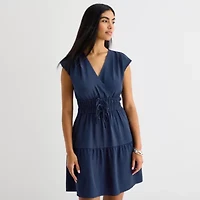 Be by CHETTA B Womens Short Sleeve Fit + Flare Dress