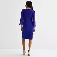 Connected Apparel Womens 3/4 Sleeve Sheath Dress
