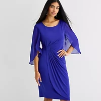 Connected Apparel Womens 3/4 Sleeve Sheath Dress