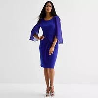 Connected Apparel Womens 3/4 Sleeve Sheath Dress