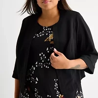 Studio 1 Womens Floral Jacket Dress Plus