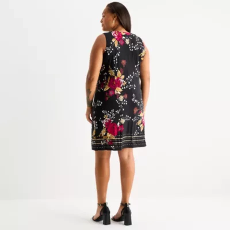 Studio 1 Womens Floral Jacket Dress Plus