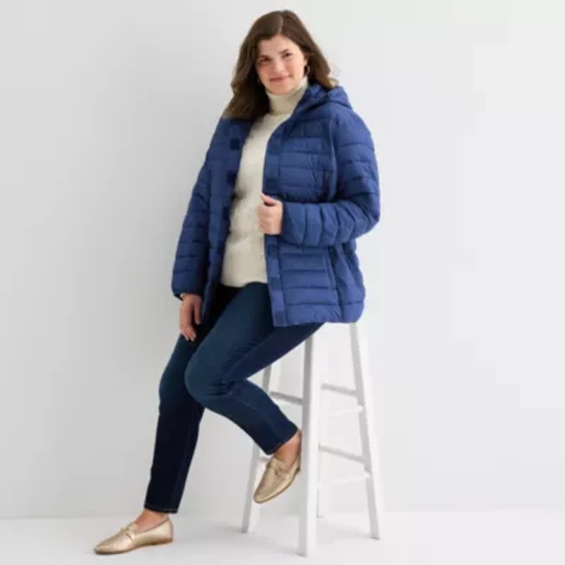 St. John's Bay Womens Easy-on + Easy-off Heavyweight Plus Puffer Jacket