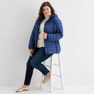 St. John's Bay Womens Easy-on + Easy-off Heavyweight Plus Puffer Jacket