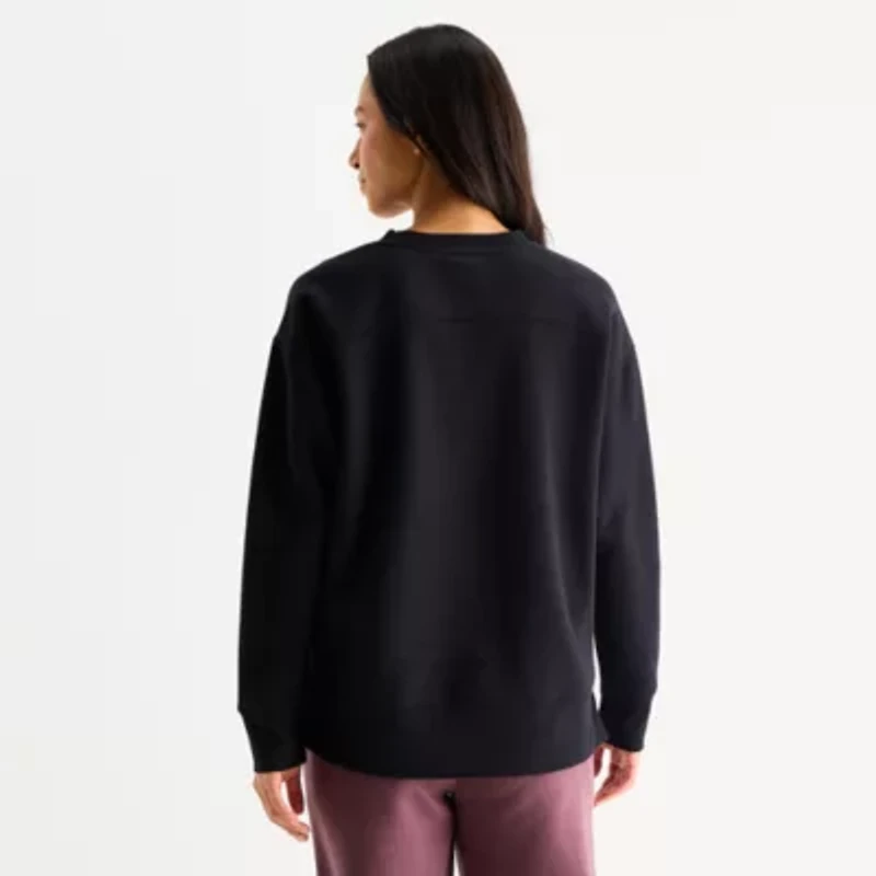 Xersion Womens Oversized Super Soft Fleece Crewneck Sweatshirt