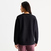 Xersion Womens Oversized Super Soft Fleece Crewneck Sweatshirt