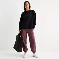Xersion Womens Oversized Super Soft Fleece Crewneck Sweatshirt