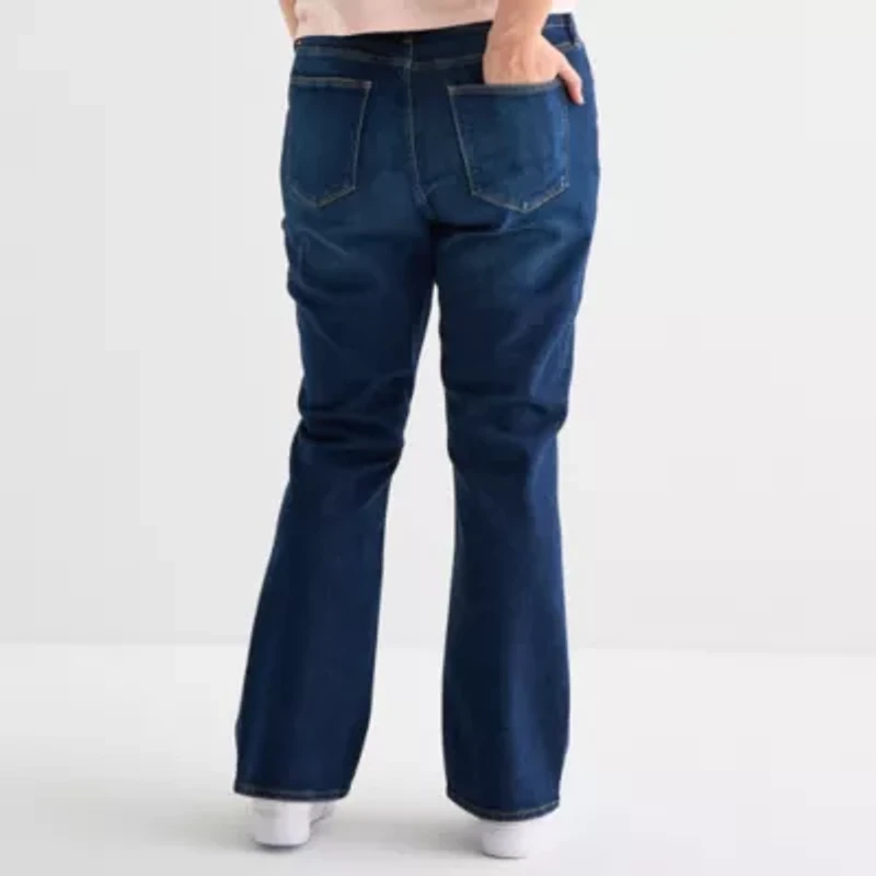 Arizona-Juniors Plus Womens Mid Rise Bootcut Jean