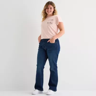 Arizona-Juniors Plus Womens Mid Rise Bootcut Jean