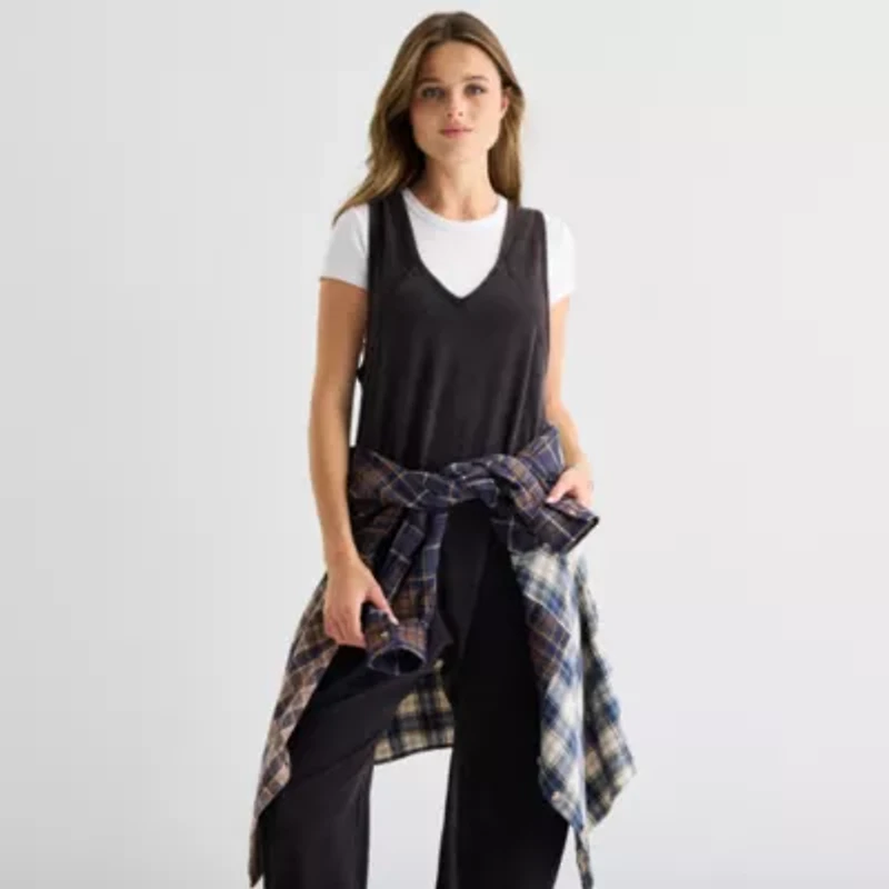 Arizona Sleeveless Womens Overalls-Juniors