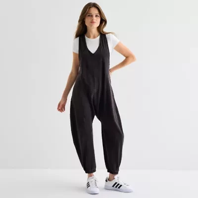 Arizona Sleeveless Womens Overalls-Juniors