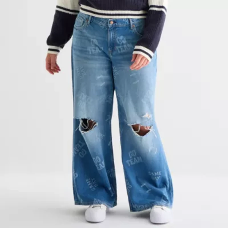 Arizona Juniors Plus Womens Low Rise Baggy Fit Jean