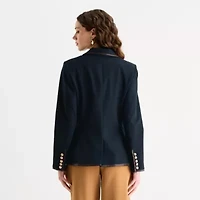 Worthington Womens Regular Fit Double Breasted Blazer