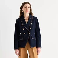 Worthington Womens Regular Fit Double Breasted Blazer