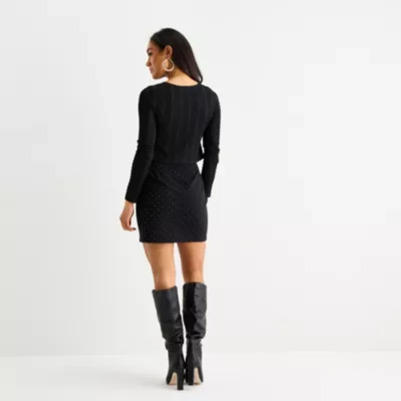 Bold Elements Womens Split Tie Neck Long Sleeve Blouse