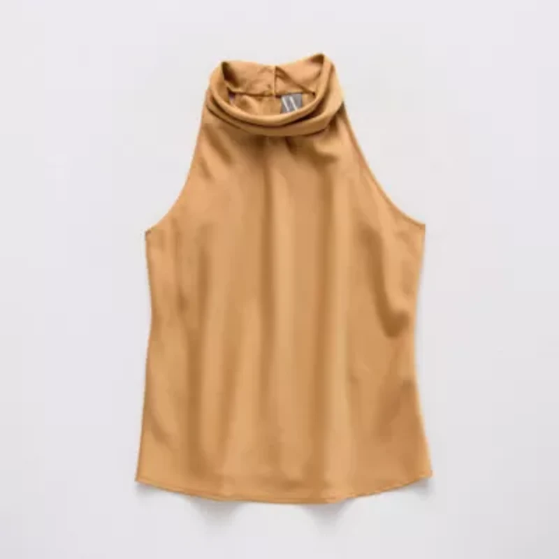 Worthington Womens Sleeveless Mock Neck Top
