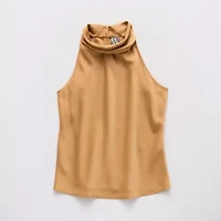 Worthington Womens Sleeveless Mock Neck Top