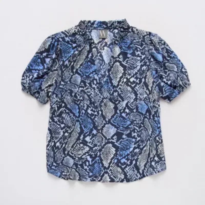 Worthington Womens V Neck Short Sleeve Blouse