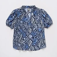 Worthington Womens V Neck Short Sleeve Blouse