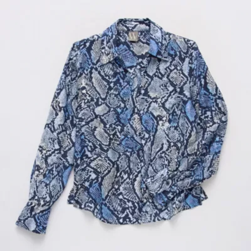Worthington Womens Long Sleeve Blouse