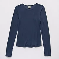 Worthington Womens Crew Neck Long Sleeve Blouse