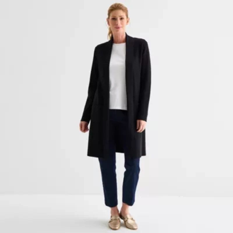 Liz Claiborne Womens Long Sleeve Open Front Cardigan