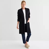 Liz Claiborne Womens Long Sleeve Open Front Cardigan