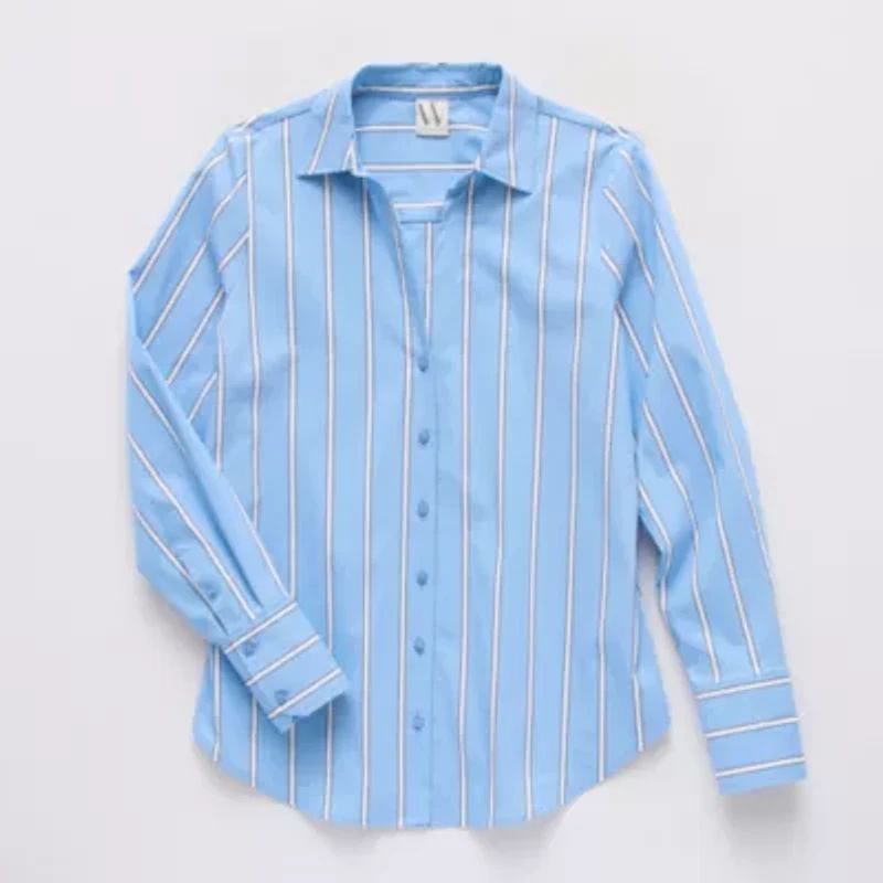 Worthington Womens Plus Long Sleeve Blouse