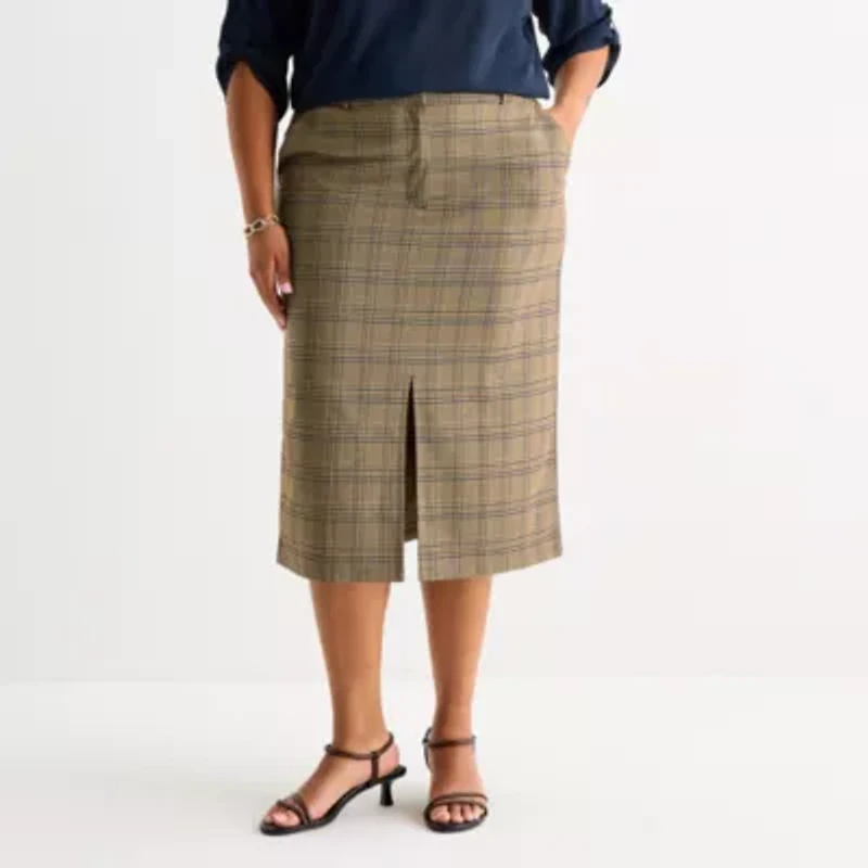 Worthington Womens Long Pencil Skirt Plus