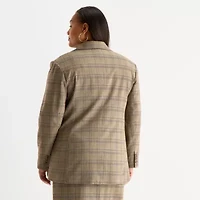 Worthington Womens Plaid Regular Fit Plus Blazer