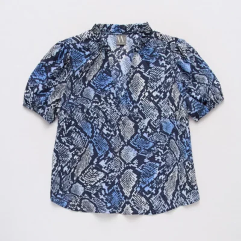 Worthington Womens V Neck Short Sleeve Plus Blouse