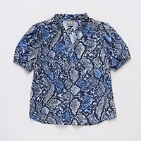 Worthington Womens V Neck Short Sleeve Plus Blouse