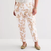 Liz Claiborne Emma Womens Easy-on + Easy-off Seated Wear Ankle Mid Rise Classic Fit Plus Pant