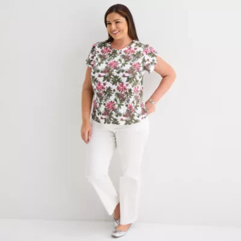 Liz Claiborne Womens Short Sleeve Plus Blouse