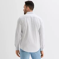 St. John's Bay Washed Oxford Mens Long Sleeve Classic Fit Stretch Fabric Button-Down Shirt