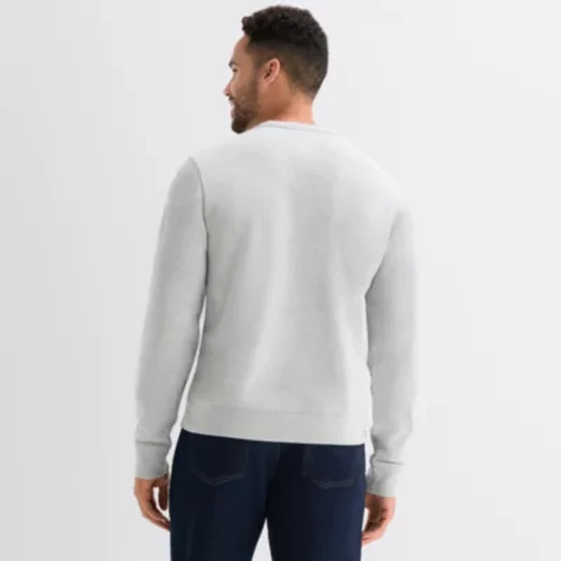 St. John's Bay French Terry Graphic Mens Crew Neck Long Sleeve Sweatshirt