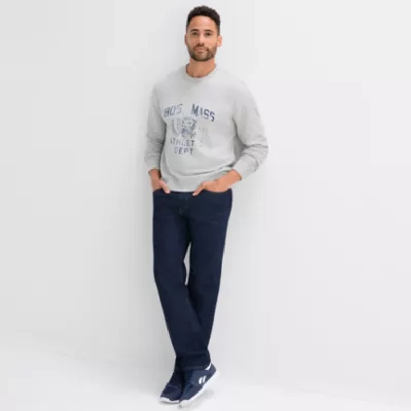 St. John's Bay French Terry Graphic Mens Crew Neck Long Sleeve Sweatshirt