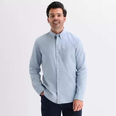 mutual weave Mens Long Sleeve Relaxed Oxford Button-Down Shirt