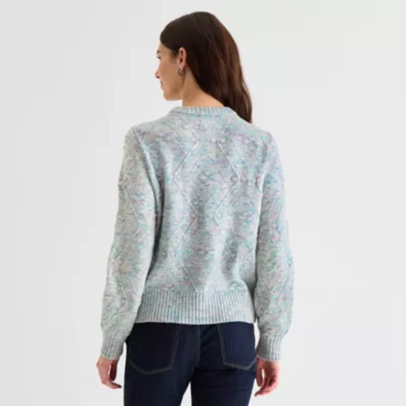 St. John's Bay Womens Mock Neck Long Sleeve Cardigan