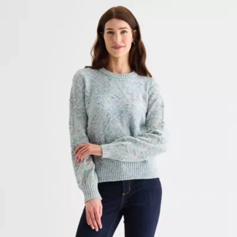 St. John's Bay Womens Mock Neck Long Sleeve Cardigan