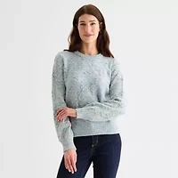 St. John's Bay Womens Mock Neck Long Sleeve Cardigan