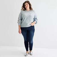 St. John's Bay Plus Womens V Neck Long Sleeve Pullover Sweater