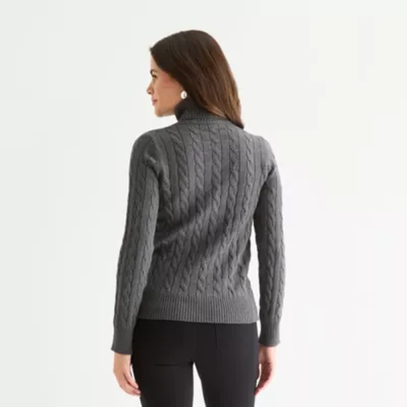 St. John's Bay Tall Womens Turtleneck Long Sleeve Pullover Sweater