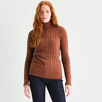 St. John's Bay Tall Womens Turtleneck Long Sleeve Pullover Sweater